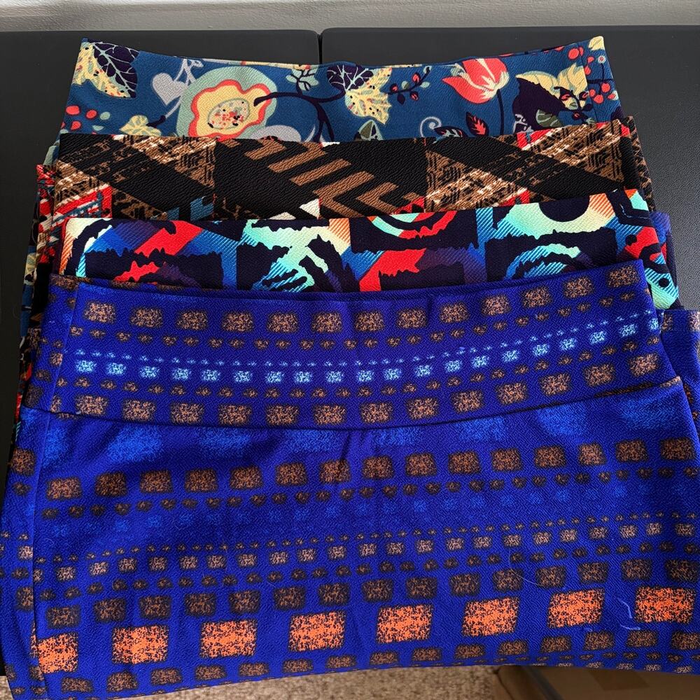 LuLaRoe Pencil Skirt Lot of 4 Womens Plus Size 2XL Floral Bright Stretchy Comfy